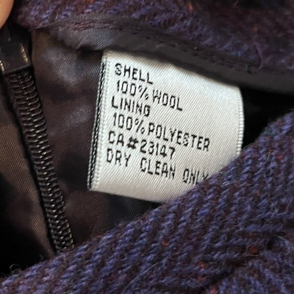 Talbots Woman Wool Eggplant Purple Skirt Career Work Herringbone Tweed Sz 12W - Picture 5 of 6
